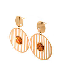 Silver earrings with amber and gilding "Lucha"