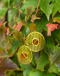 Silver earrings with amber and gilding "Lucha"