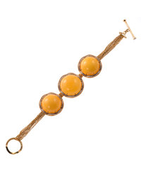 Silver bracelet with amber, gilding and cubic zirconia "Ernesto"