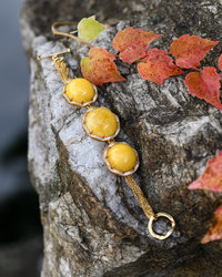 Silver bracelet with amber, gilding and cubic zirconia "Ernesto"