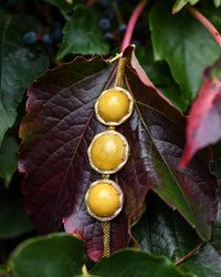 Silver bracelet with amber, gilding and cubic zirconia "Ernesto"