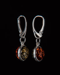 Earrings with amber and silver “Adele”