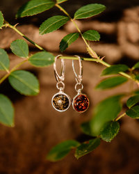 Earrings with amber and silver “Adele”