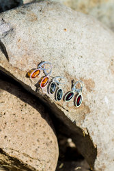 Silver earrings with amber “Sabina”