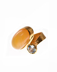 Silver ring with amber and topaz "Dina"