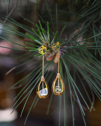 Silver earrings with amber and gilding "Ilaria"