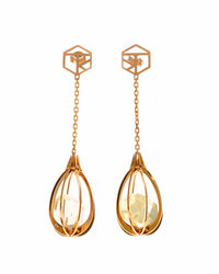 Silver earrings with amber and gilding "Ilaria"