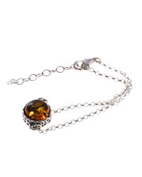 Silver bracelet with amber "Twinkle of stars"