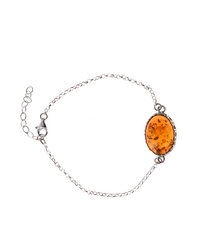 Silver bracelet with amber "Fidel"