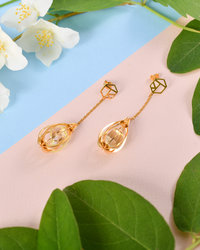 Silver earrings with amber and gilding "Ilaria"