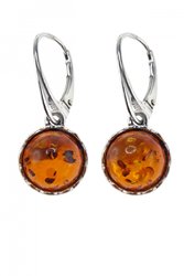 Silver earrings with amber “Twinkling stars”