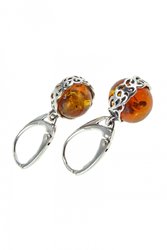 Silver earrings with amber “Twinkling stars”