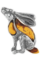 Pendant made of blackened silver with amber stones “Bunny”