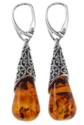 Earrings with amber pendants "Afna"