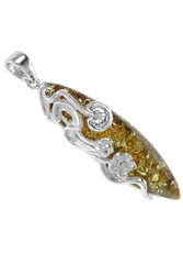 Silver pendant-amulet with amber “Athena”