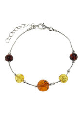 Silver bracelet with amber balls “Kira”