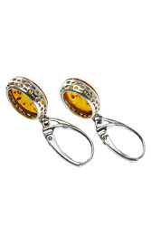 Silver earrings with amber “Melania”