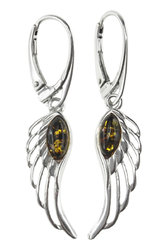 Silver earrings with amber “Angel Wings”