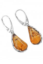 Silver earrings with amber “Amelia”