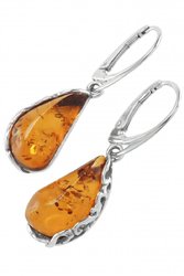 Silver earrings with amber “Amelia”