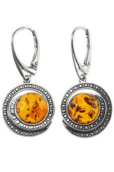 Silver earrings with amber “Aria”