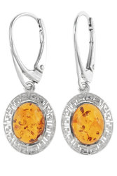 أقراط مع العنبر في إطار فضي “حلية”