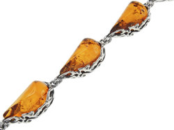 سوار من الفضة بأحجار الكهرمان “Amelia”