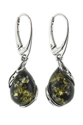 Silver earrings with amber “Spring”