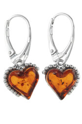 Silver earrings with amber “Love is...”