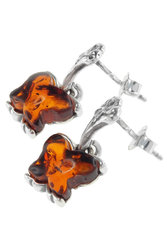 أقراط من الفضة مع العنبر “الفراشات”