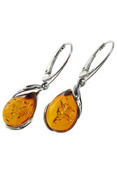 Silver earrings with amber “Spring”