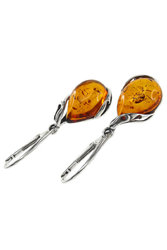 Silver earrings with amber “Spring”