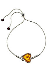 Silver bracelet with amber “Heart”