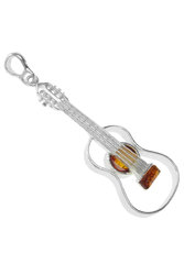 Silver pendant with amber “Guitar”