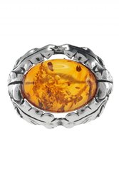 Silver ring with amber stone “Spring Foliage”