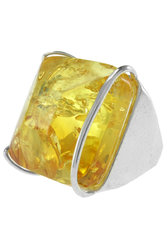 Ring with an amber stone in a silver frame “Elina”