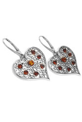 Earrings with amber stones “Hearts”