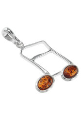 Silver pendant with amber “Notes”