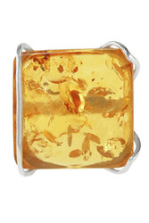 Ring with an amber stone in a silver frame “Elina”