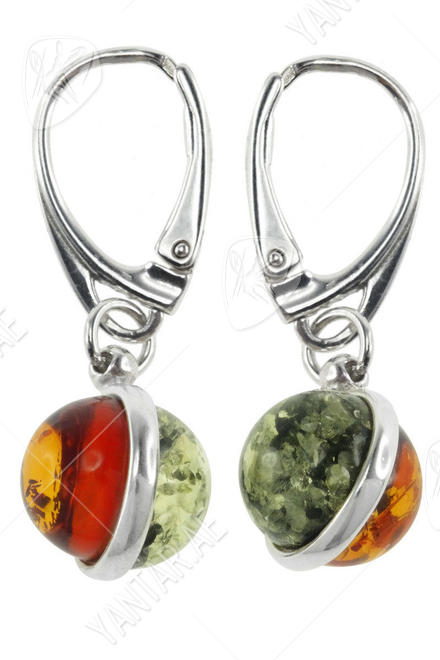 Earrings with amber and silver “Adele”