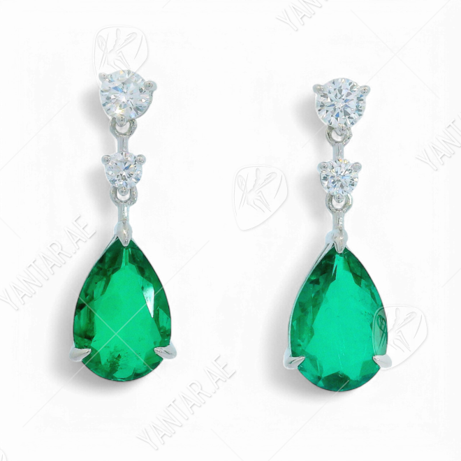 Artificial Emerald Drop Earrings