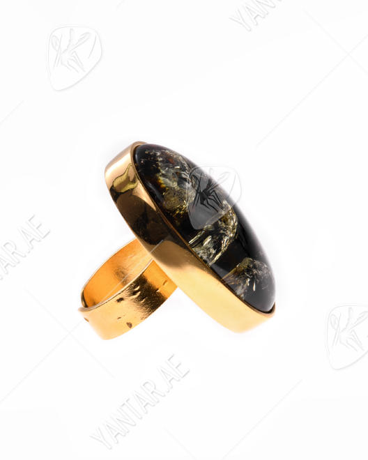 Silver ring with green amber "Silvia"