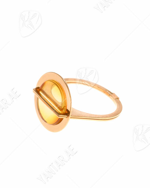 Silver ring with amber and gilding "Adela"