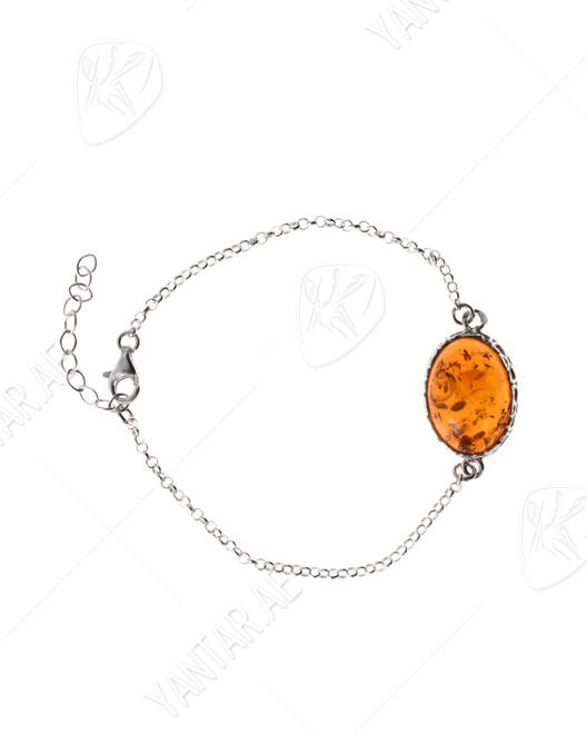 Silver bracelet with amber "Fidel"