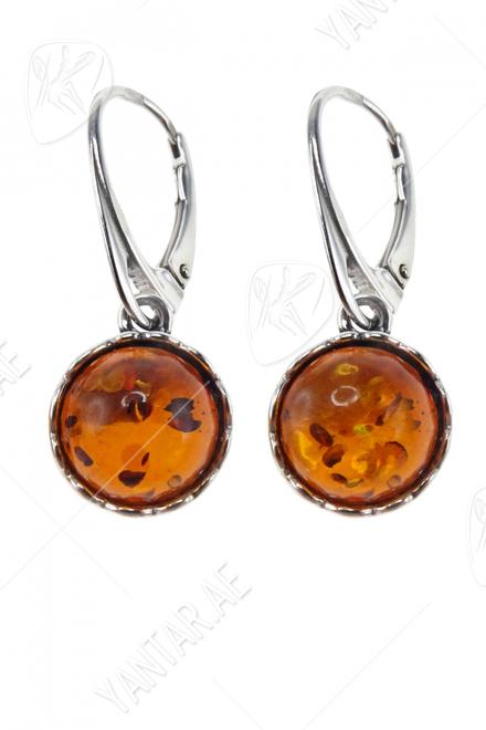 Silver earrings with amber “Twinkling stars”