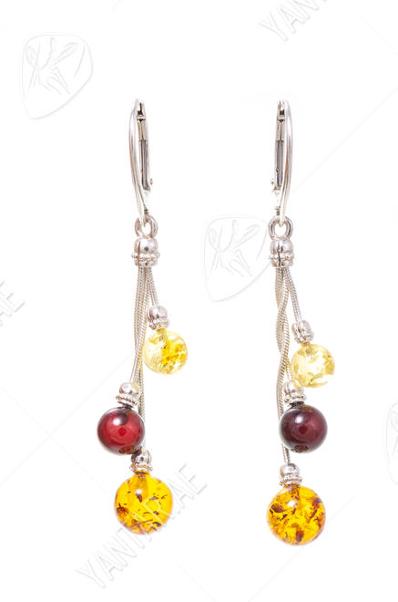Silver earrings with amber “Avril”