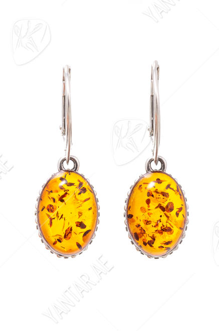 Silver earrings with amber “Roselle”