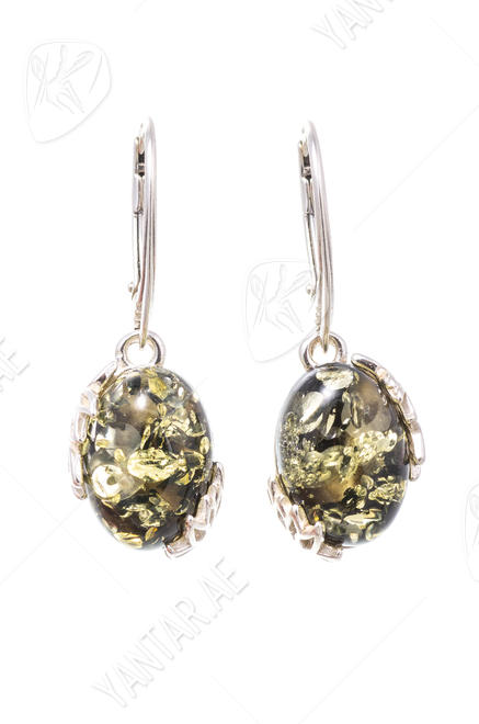 Earrings with amber in silver “Evita”