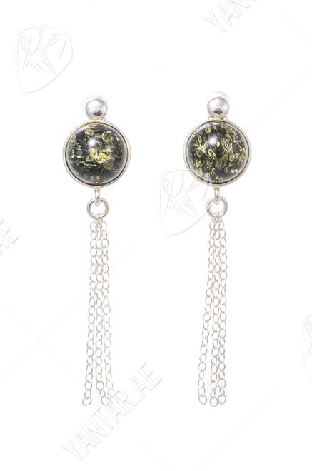 أقراط من الفضة مع العنبر “جيزيل”