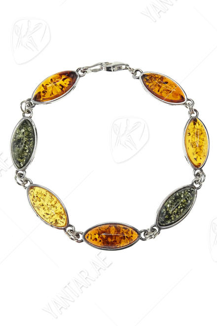 Silver bracelet with amber “Sansa”